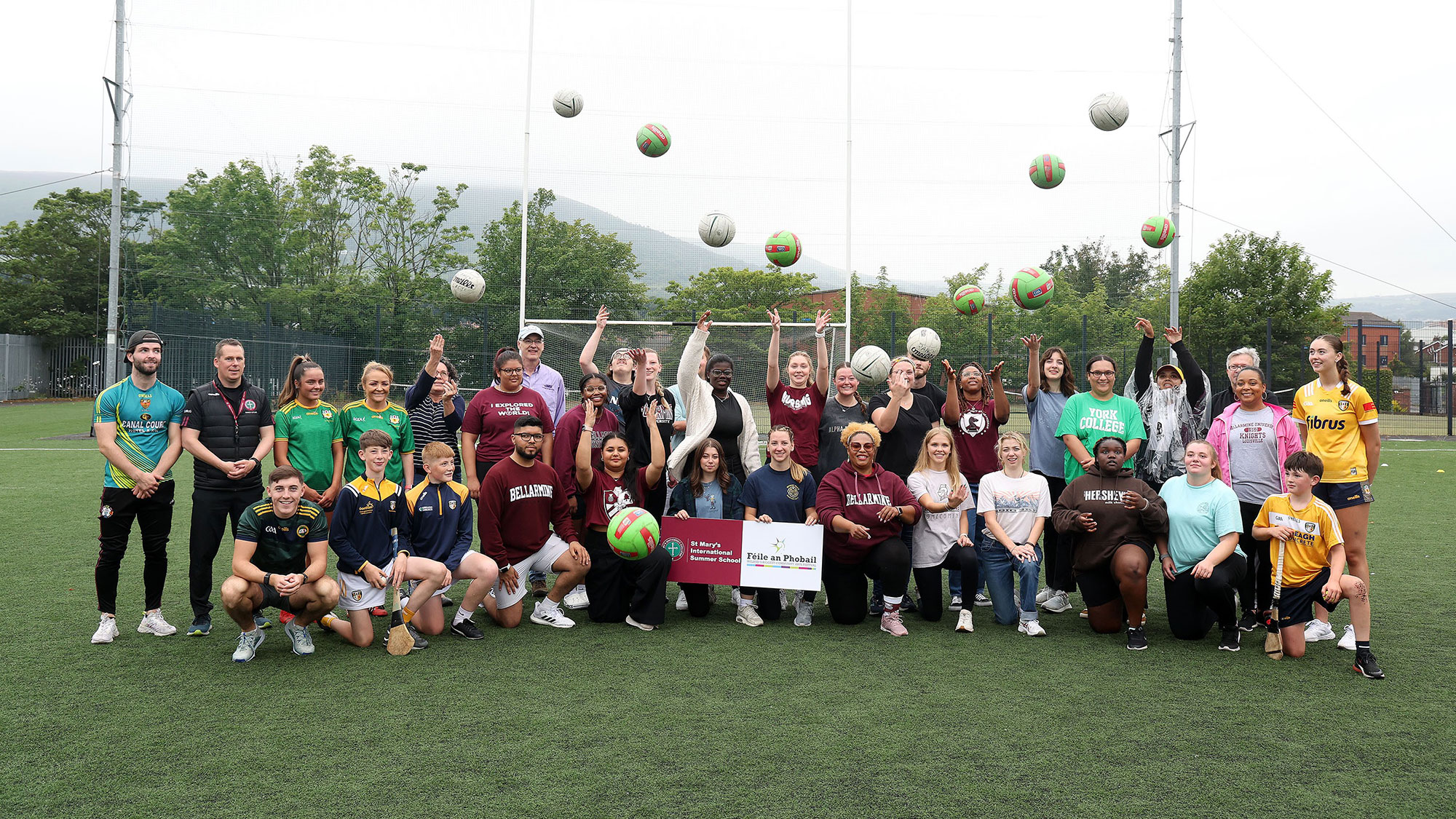 Students from the U.S. taking part experiencing Gaelic games as part of the International Summer School at St Mary’s University College, Belfast.