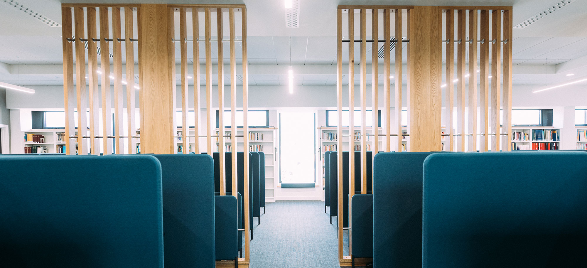 Study booths in Cardinal Newman Library