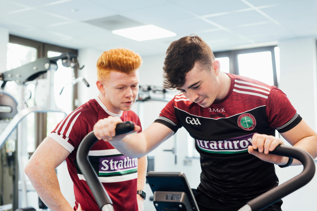 Two students training in St Marys gym