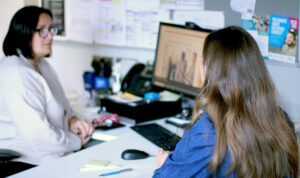 BA student liaising with Careers Officer