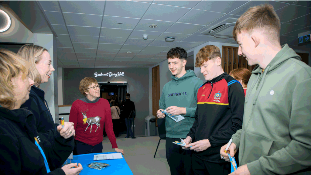 Staff from HSC NI Foster Care visit st marys university college to meet and chat with students