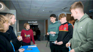 Staff from HSC NI Foster Care visit st marys university college to meet and chat with students