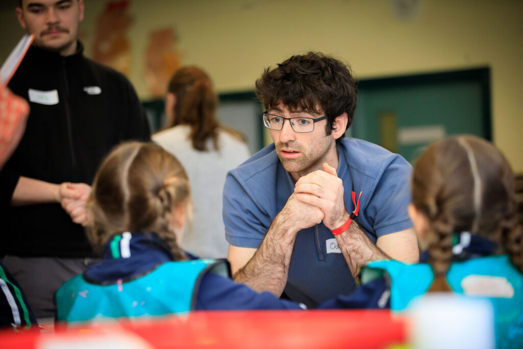 art workshop with PGCE students from SMUCB and children from Bunscoil Phobal Feirste Primary School